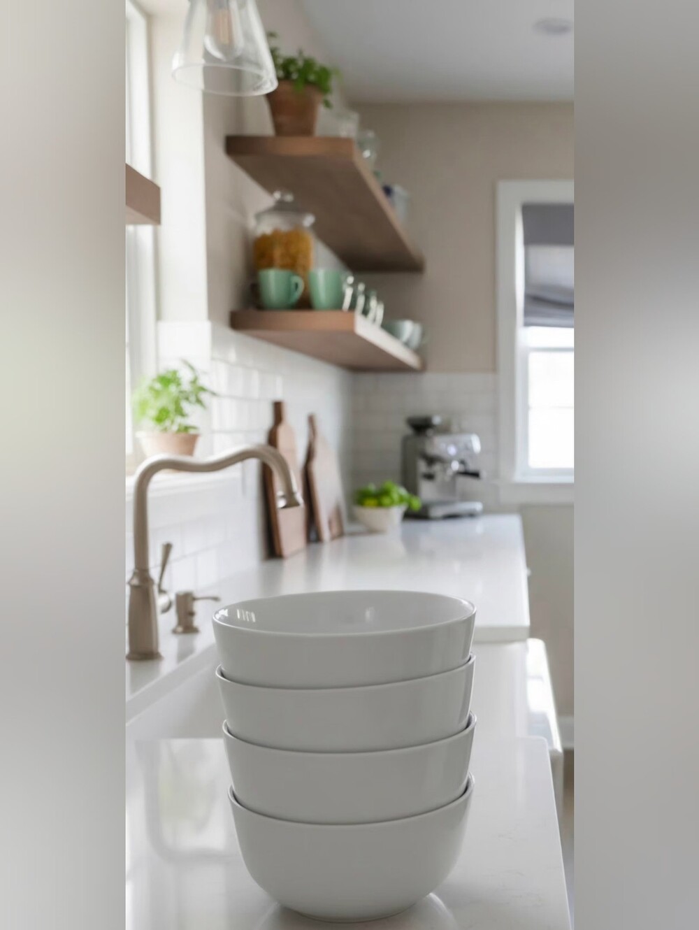 Sur La Table White Ceramic Bowl Set - Stack of Four